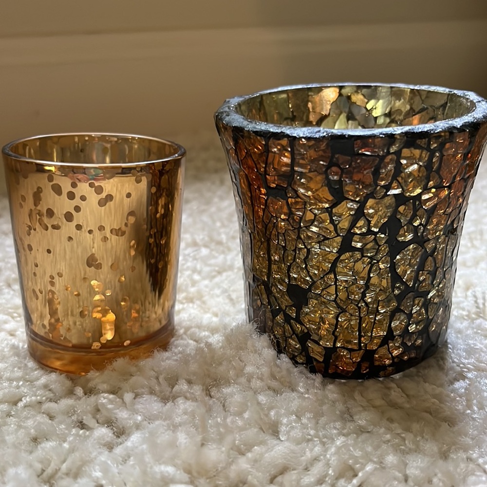 2 Gold Candle Holders